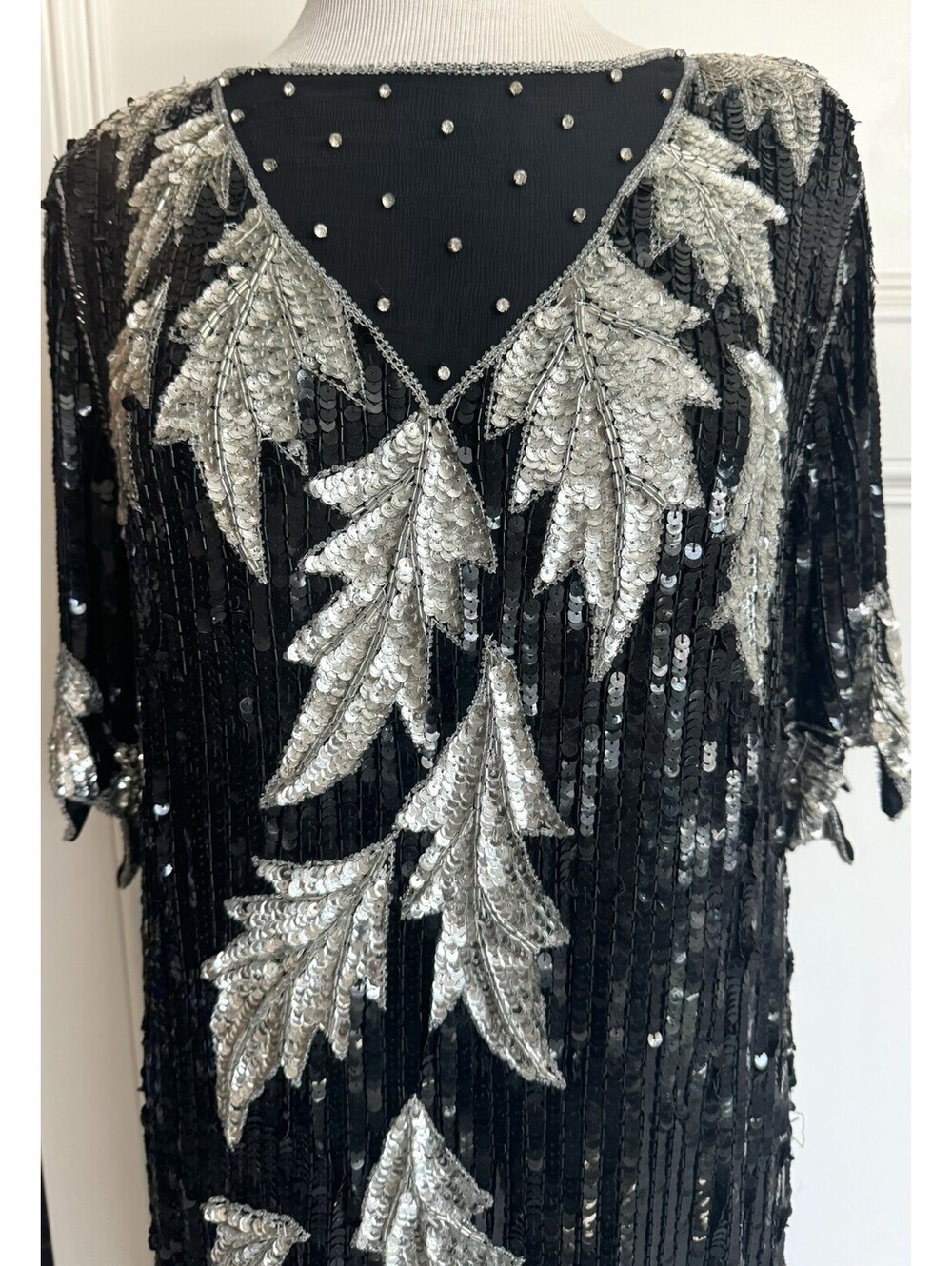 Vintage Women’s Dress Black Sequins Embroidered